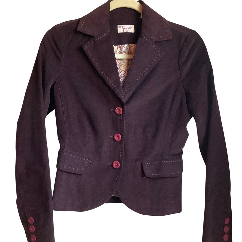 Penguin XS or 0 women Corduroy blazer/jacket Burgundy Preppy Old Money Y2K - Picture 1 of 10